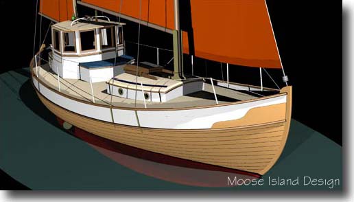 Overhead bow view 'Norseman 32' yacht / sail boat design